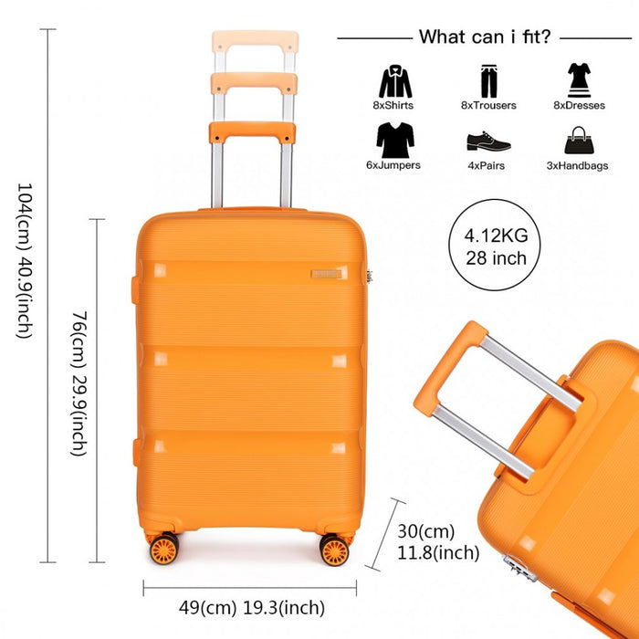 3-Piece Bright PP Hard Shell Suitcase Set – Classic Collection – Orange