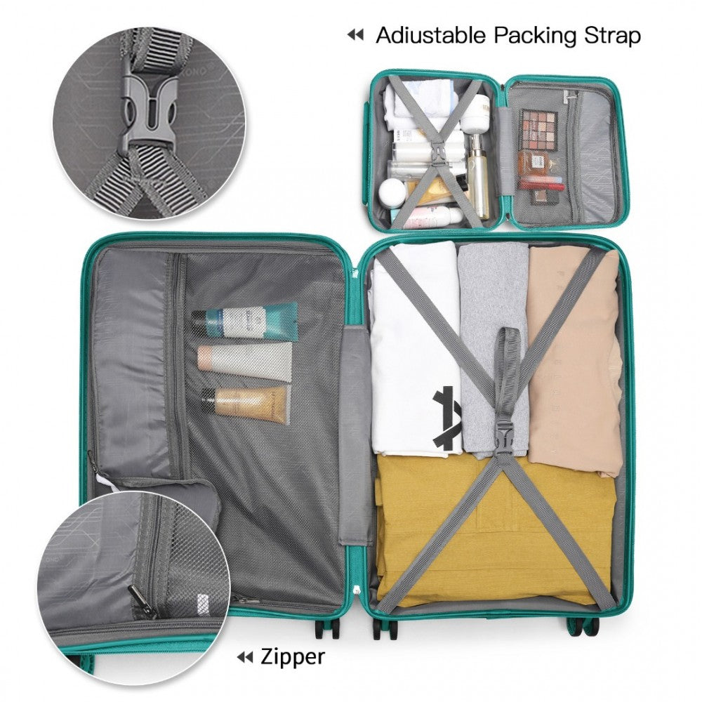 4-Piece Bright PP Hard Shell Suitcase Set with TSA Lock and Vanity Case – Classic Collection – Blue