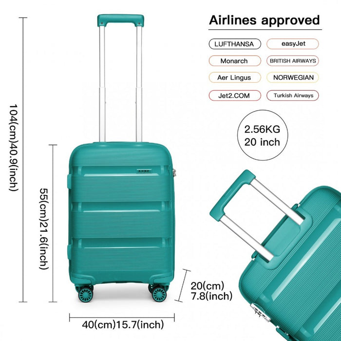Bright PP Hard Shell Carry-On Cabin Suitcase – 20-Inch – Blue/Green