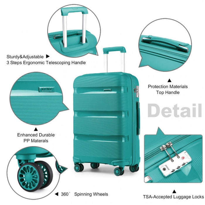 Bright PP Hard Shell Suitcase – 24-Inch – Classic Collection – Blue/Green