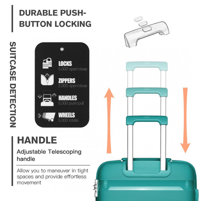 Bright PP Hard Shell Carry-On Cabin Suitcase – 20-Inch – Blue/Green