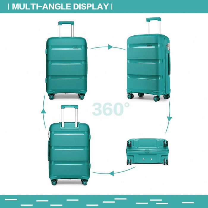 Bright PP Hard Shell Suitcase – 24-Inch – Classic Collection – Blue/Green