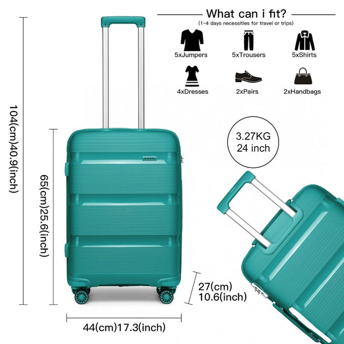Bright PP Hard Shell Suitcase – 24-Inch – Classic Collection – Blue/Green