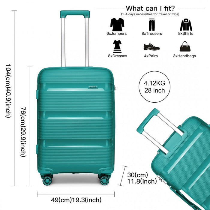 Bright PP Hard Shell Suitcase – 28-Inch – Classic Collection – Blue/Green