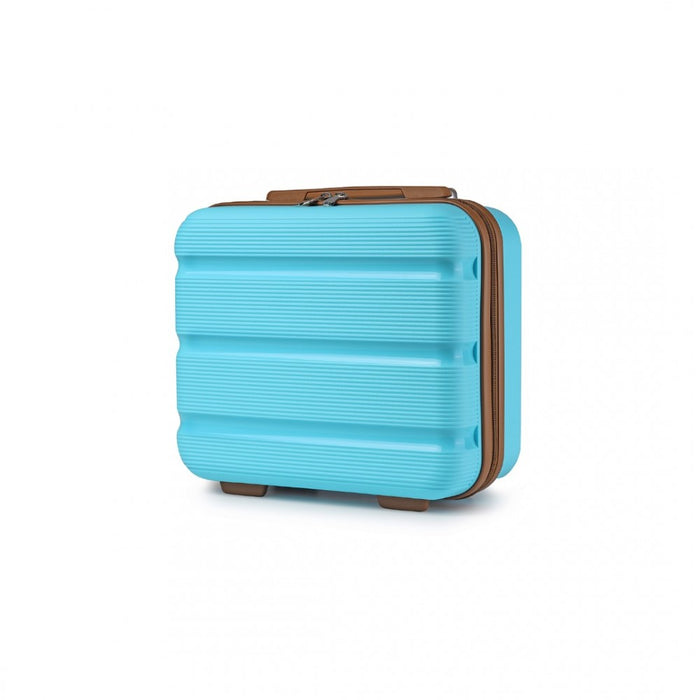 Bright PP Hard Shell Vanity Case – 14-Inch – Blue and Brown