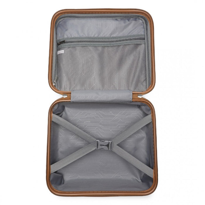 Bright PP Hard Shell Vanity Case – 14-Inch – Blue and Brown
