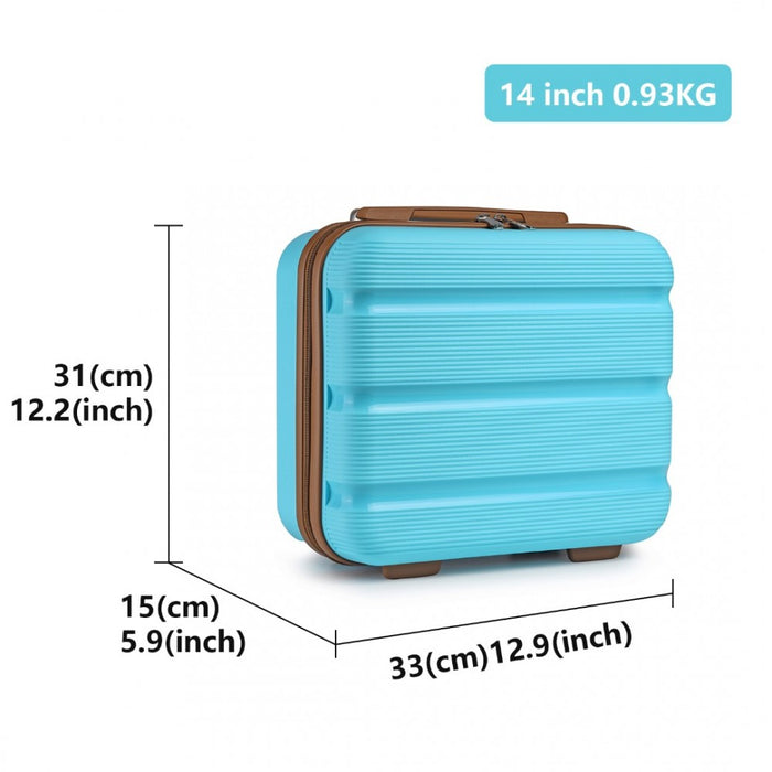 Bright PP Hard Shell Vanity Case – 14-Inch – Blue and Brown