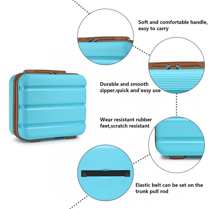 Bright PP Hard Shell Vanity Case – 14-Inch – Blue and Brown