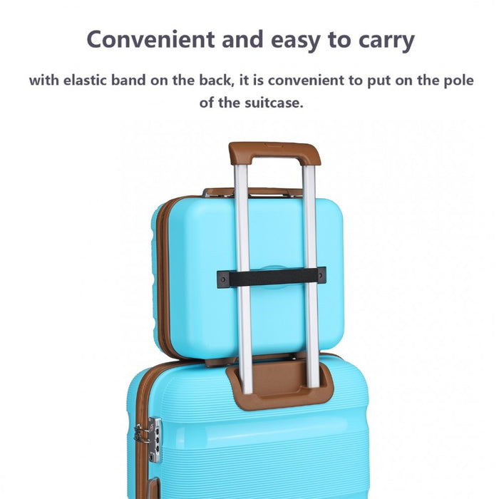 Bright PP Hard Shell Vanity Case – 14-Inch – Blue and Brown