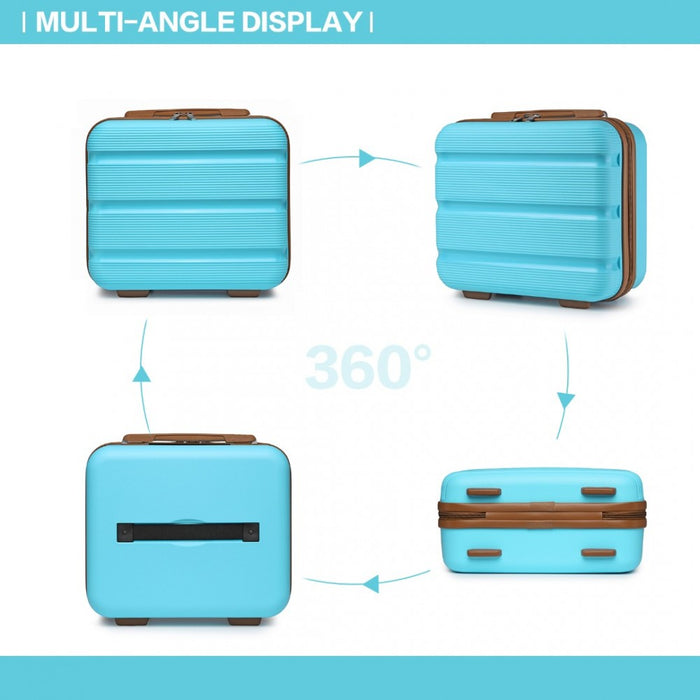 Bright PP Hard Shell Vanity Case – 14-Inch – Blue and Brown