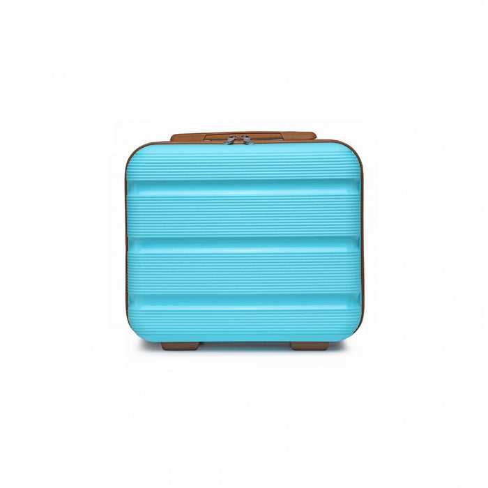 Bright PP Hard Shell Vanity Case – 14-Inch – Blue and Brown