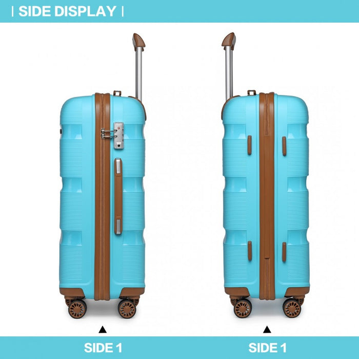 Bright PP Hard Shell Suitcase – 24-Inch – Classic Collection – Blue and Brown