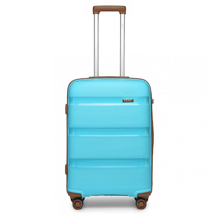 Bright PP Hard Shell Suitcase – 24-Inch – Classic Collection – Blue and Brown