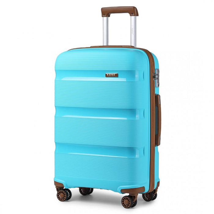 Bright PP Hard Shell Suitcase – 24-Inch – Classic Collection – Blue and Brown
