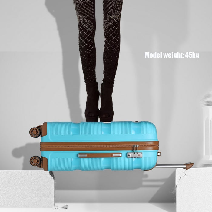 Bright PP Hard Shell Suitcase – 24-Inch – Classic Collection – Blue and Brown