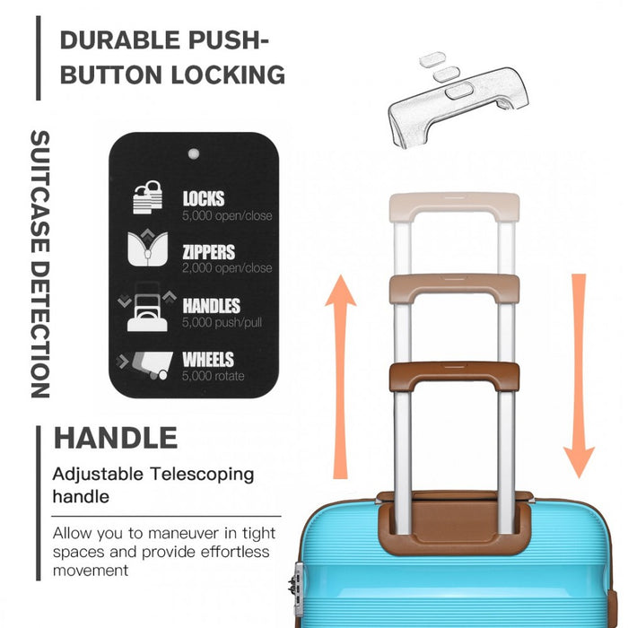 Bright PP Hard Shell Suitcase – 24-Inch – Classic Collection – Blue and Brown