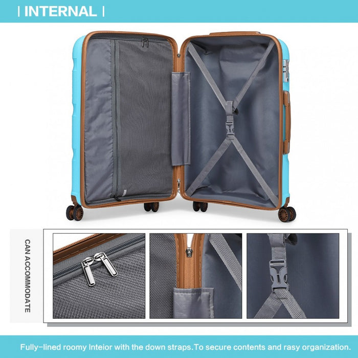 Bright PP Hard Shell Suitcase – 24-Inch – Classic Collection – Blue and Brown