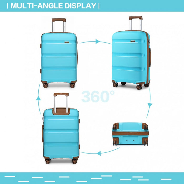 Bright PP Hard Shell Suitcase – 24-Inch – Classic Collection – Blue and Brown
