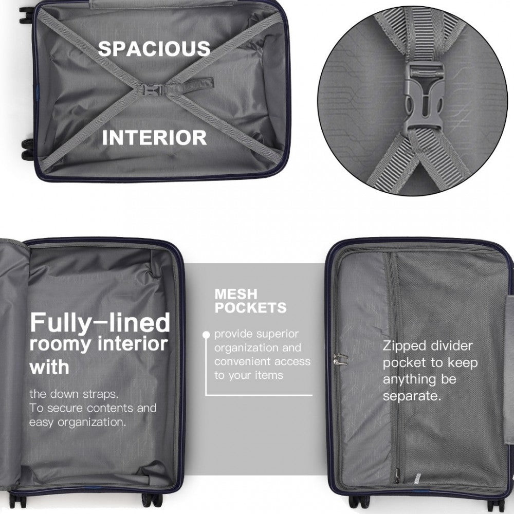 4-Piece Bright PP Hard Shell Suitcase Set with TSA Lock and Vanity Case – Classic Collection – Navy