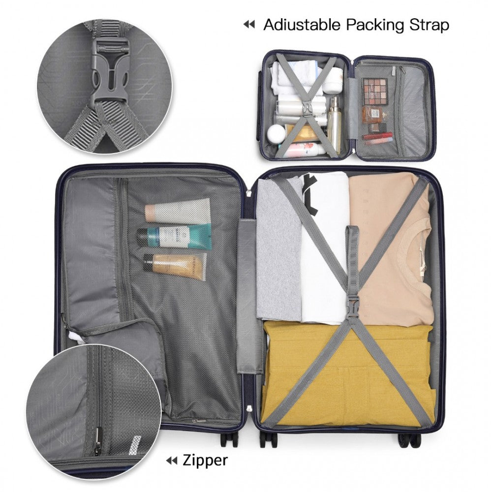 4-Piece Bright PP Hard Shell Suitcase Set with TSA Lock and Vanity Case – Classic Collection – Navy
