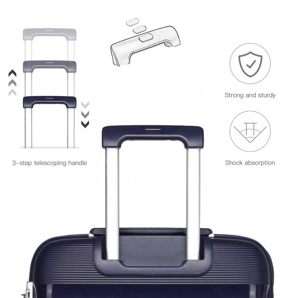 4-Piece Bright PP Hard Shell Suitcase Set with TSA Lock and Vanity Case – Classic Collection – Navy
