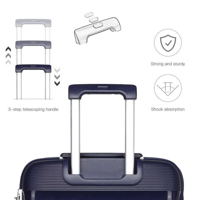 4-Piece Bright PP Hard Shell Suitcase Set with TSA Lock and Vanity Case – Classic Collection – Navy
