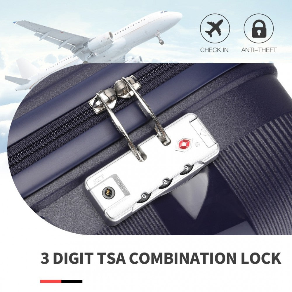 4-Piece Bright PP Hard Shell Suitcase Set with TSA Lock and Vanity Case – Classic Collection – Navy
