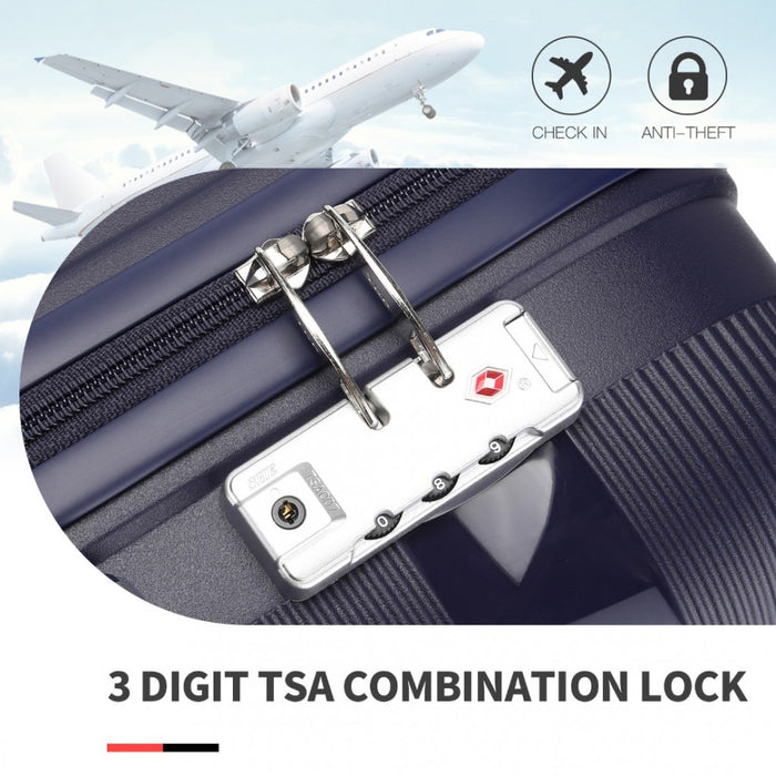 4-Piece Bright PP Hard Shell Suitcase Set with TSA Lock and Vanity Case – Classic Collection – Navy