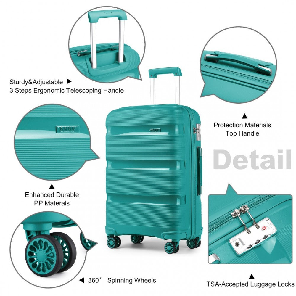 4-Piece Bright PP Hard Shell Suitcase Set with TSA Lock and Vanity Case – Classic Collection – Blue