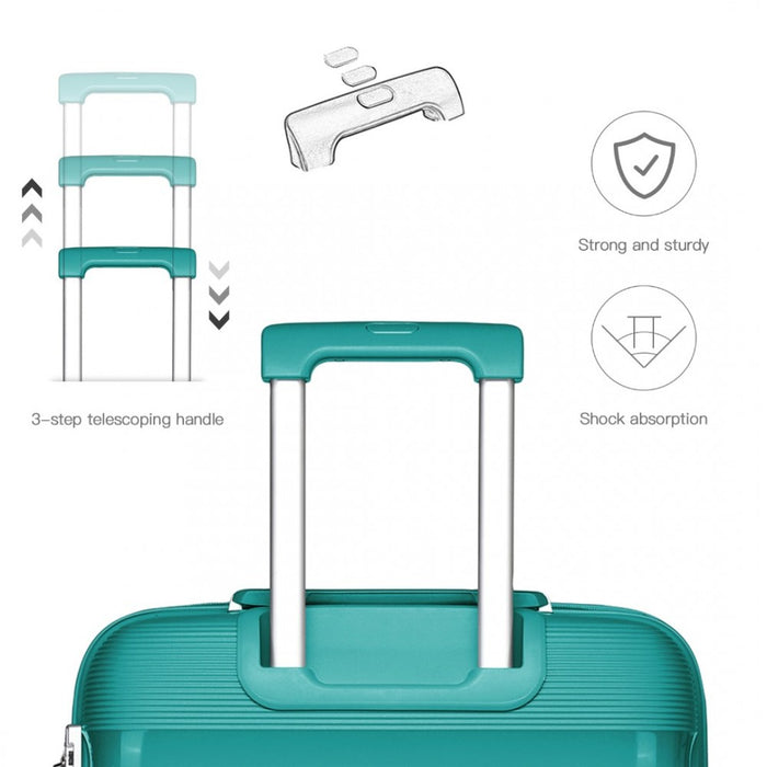 4-Piece Bright PP Hard Shell Suitcase Set with TSA Lock and Vanity Case – Classic Collection – Blue
