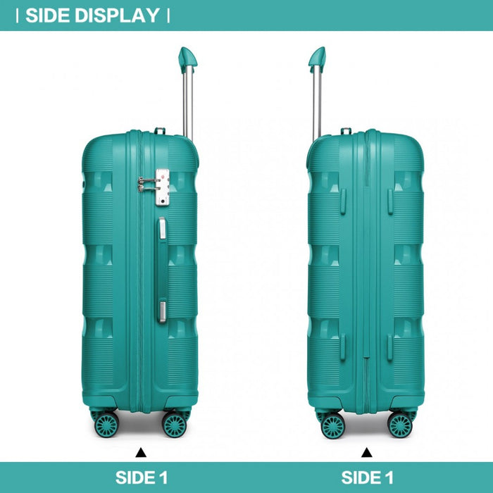 4-Piece Bright PP Hard Shell Suitcase Set with TSA Lock and Vanity Case – Classic Collection – Blue