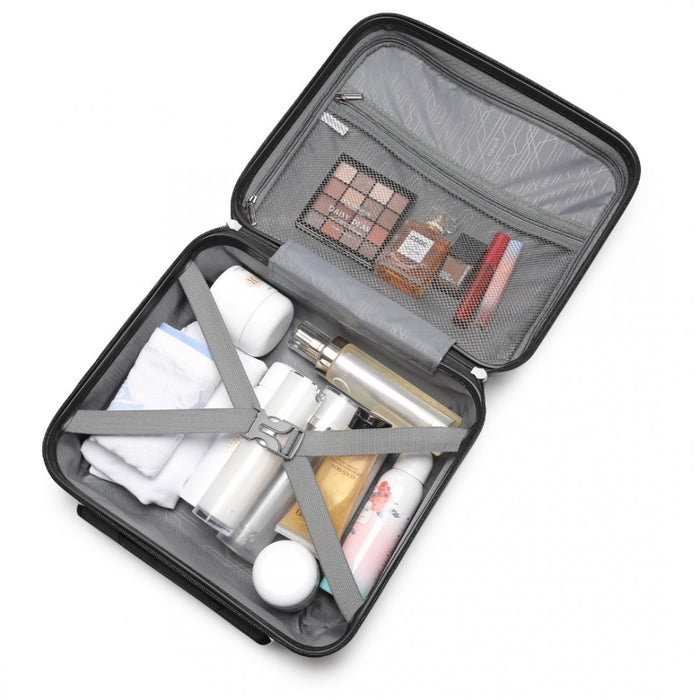 Bright PP Hard Shell Vanity Case – 14-Inch – Black