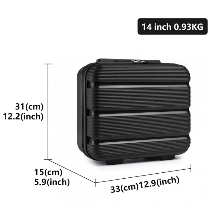 Bright PP Hard Shell Vanity Case – 14-Inch – Black