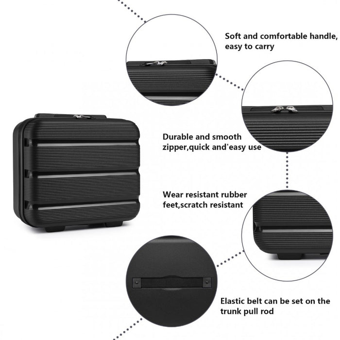 Bright PP Hard Shell Vanity Case – 14-Inch – Black