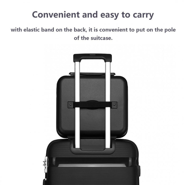 Bright PP Hard Shell Vanity Case – 14-Inch – Black