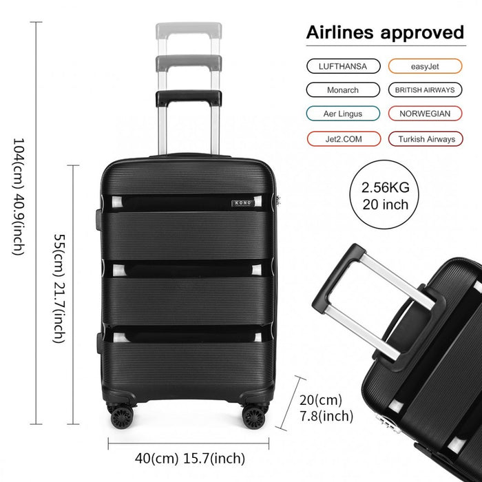 Bright PP Hard Shell Carry-On Cabin Suitcase – 20-Inch – Black