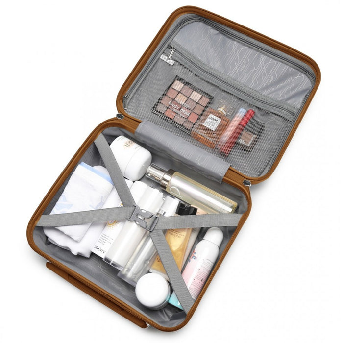 Bright PP Hard Shell Vanity Case – 14-Inch – Cream