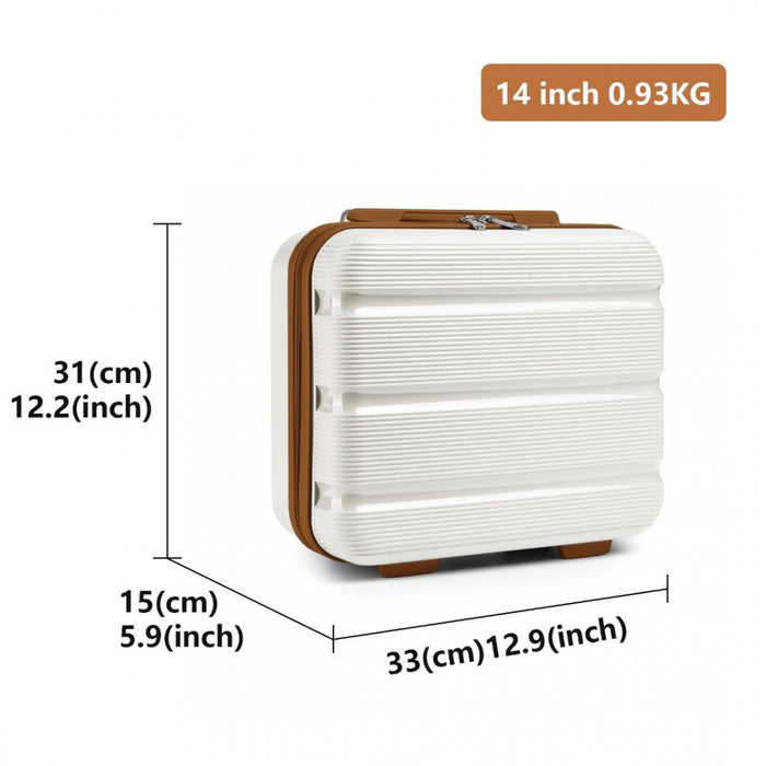 Bright PP Hard Shell Vanity Case – 14-Inch – Cream