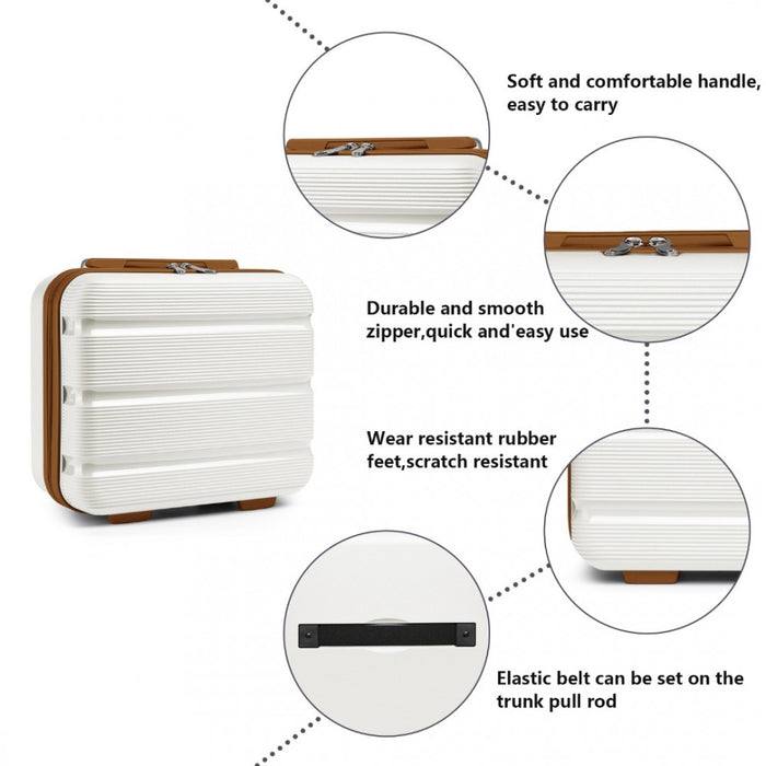 Bright PP Hard Shell Vanity Case – 14-Inch – Cream