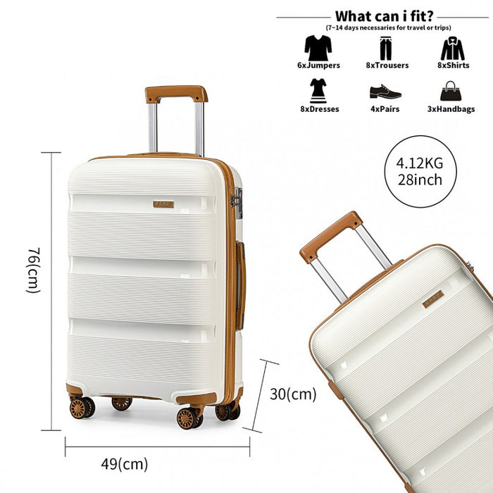 3-Piece Bright PP Hard Shell Suitcase Set – Classic Collection – Cream