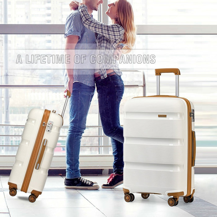 3-Piece Bright PP Hard Shell Suitcase Set – Classic Collection – Cream