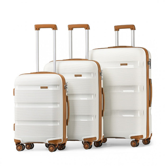 3-Piece Bright PP Hard Shell Suitcase Set – Classic Collection – Cream