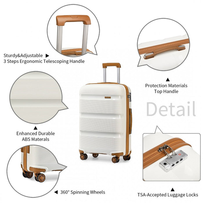 Bright PP Hard Shell Suitcase – 24-Inch – Classic Collection – Cream