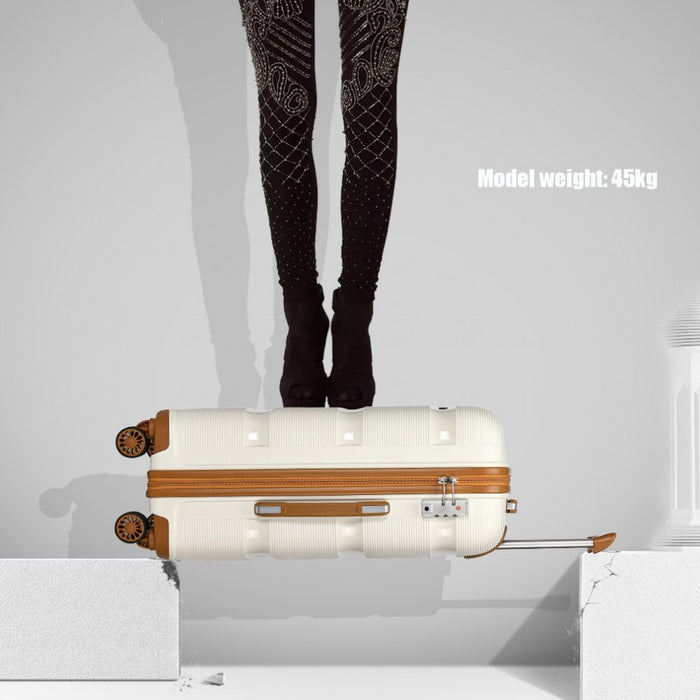 Bright PP Hard Shell Suitcase – 28-Inch – Classic Collection – Cream