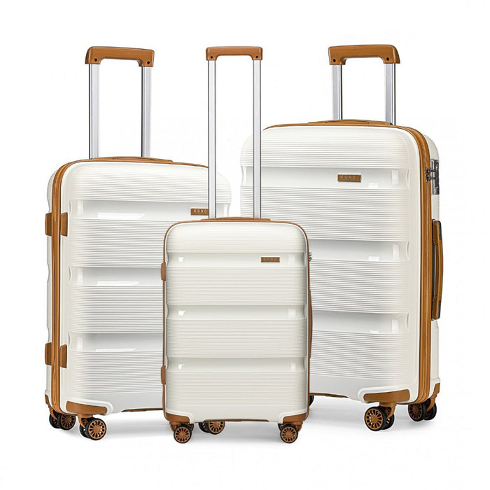 3-Piece Bright PP Hard Shell Suitcase Set – Classic Collection – Cream