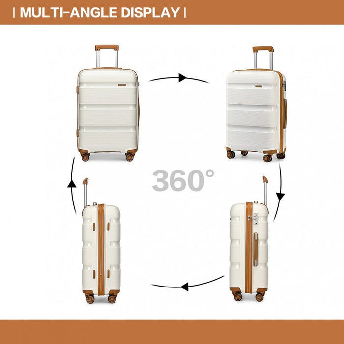 Bright PP Hard Shell Suitcase – 24-Inch – Classic Collection – Cream
