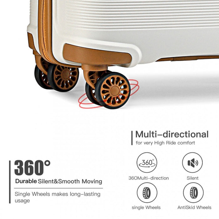 Bright PP Hard Shell Carry-On Cabin Suitcase – 20-Inch – Cream