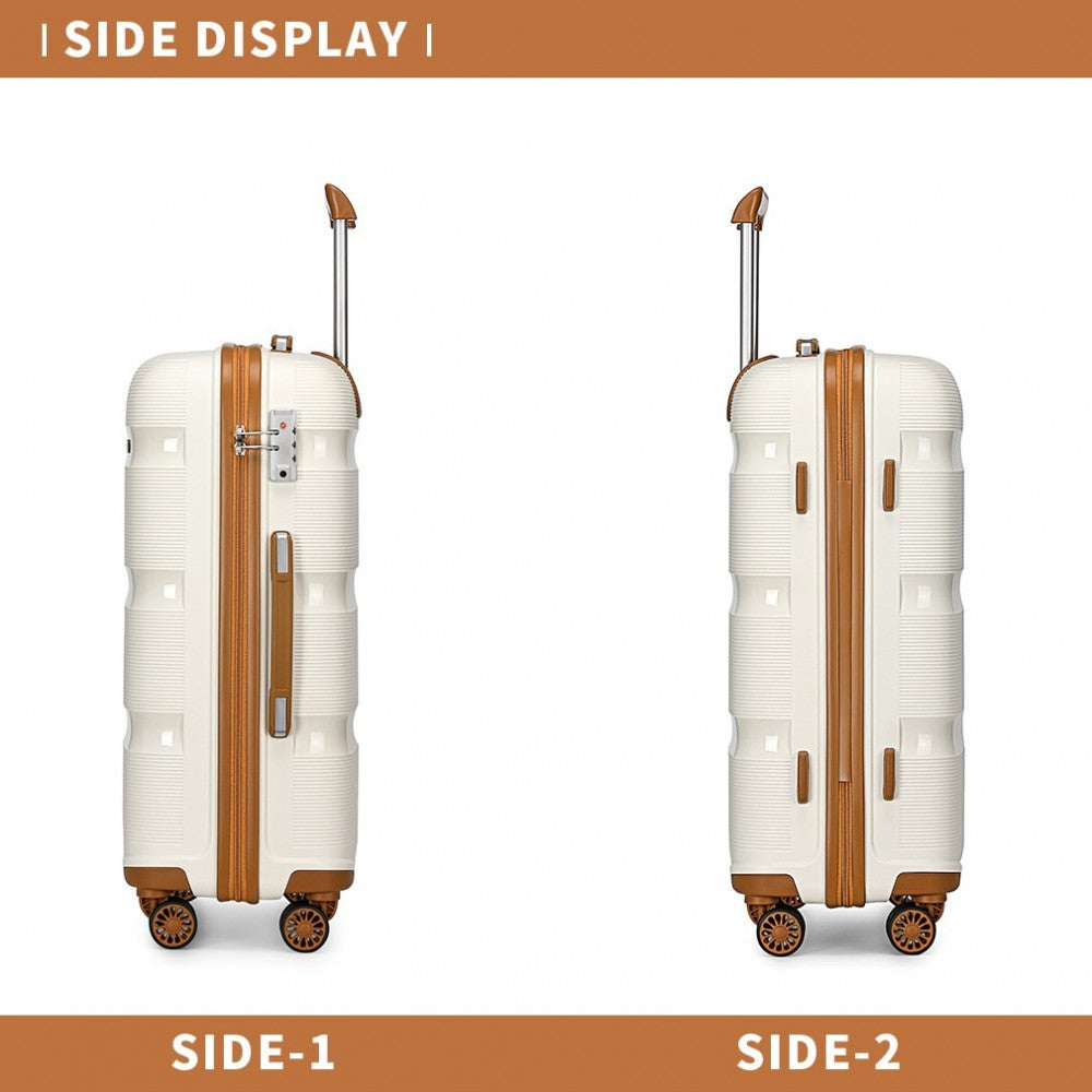 3-Piece Bright PP Hard Shell Suitcase Set – Classic Collection – Cream