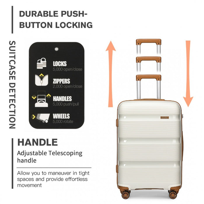 3-Piece Bright PP Hard Shell Suitcase Set – Classic Collection – Cream
