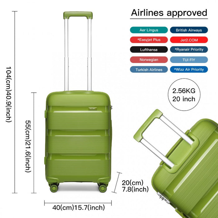 Bright PP Hard Shell Carry-On Cabin Suitcase – 20-Inch – Green
